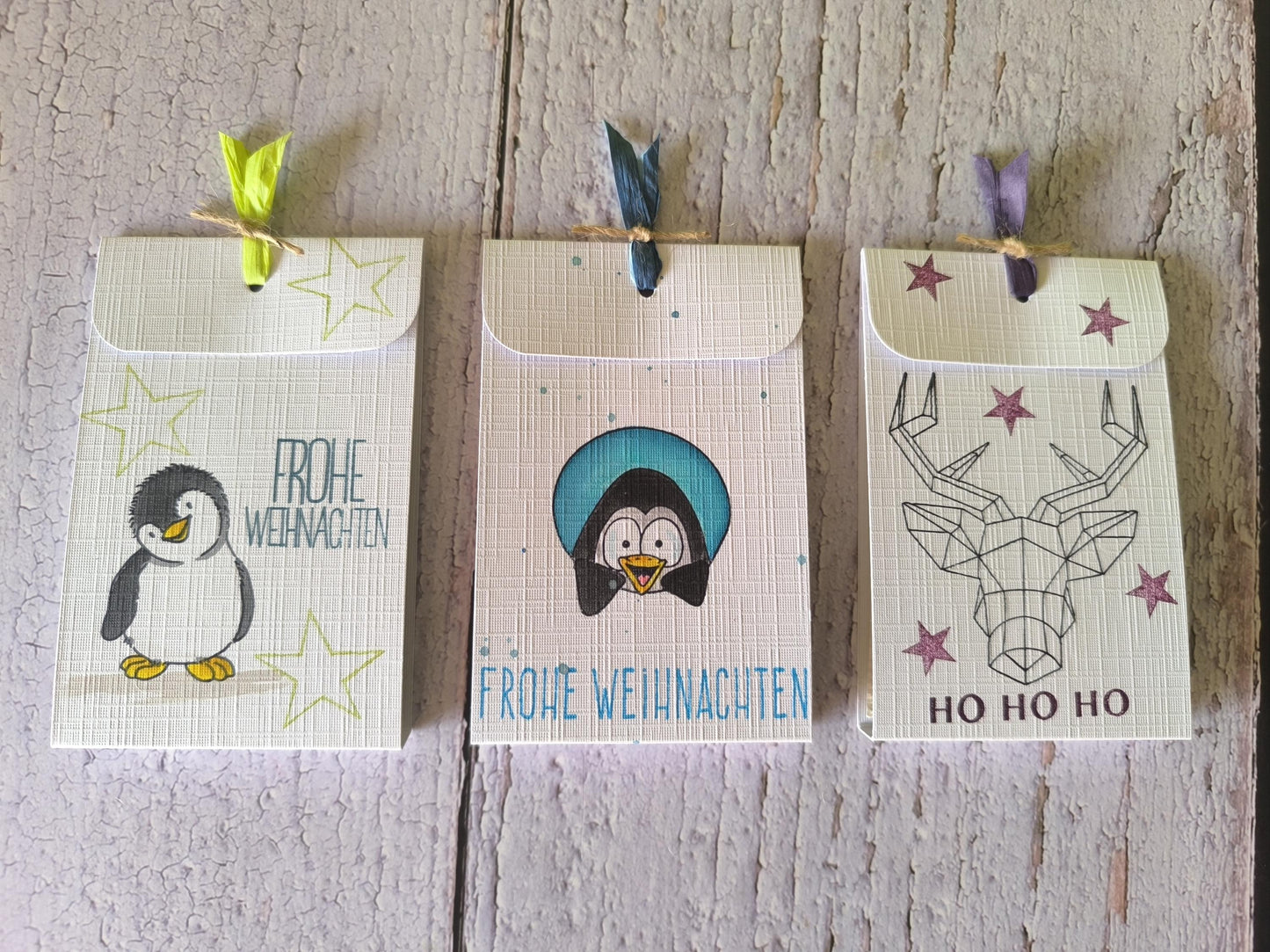 Weihnachtlicher Teebeutel – Handgestempeltes Geschenk mit 8 Motiven zur Auswahl