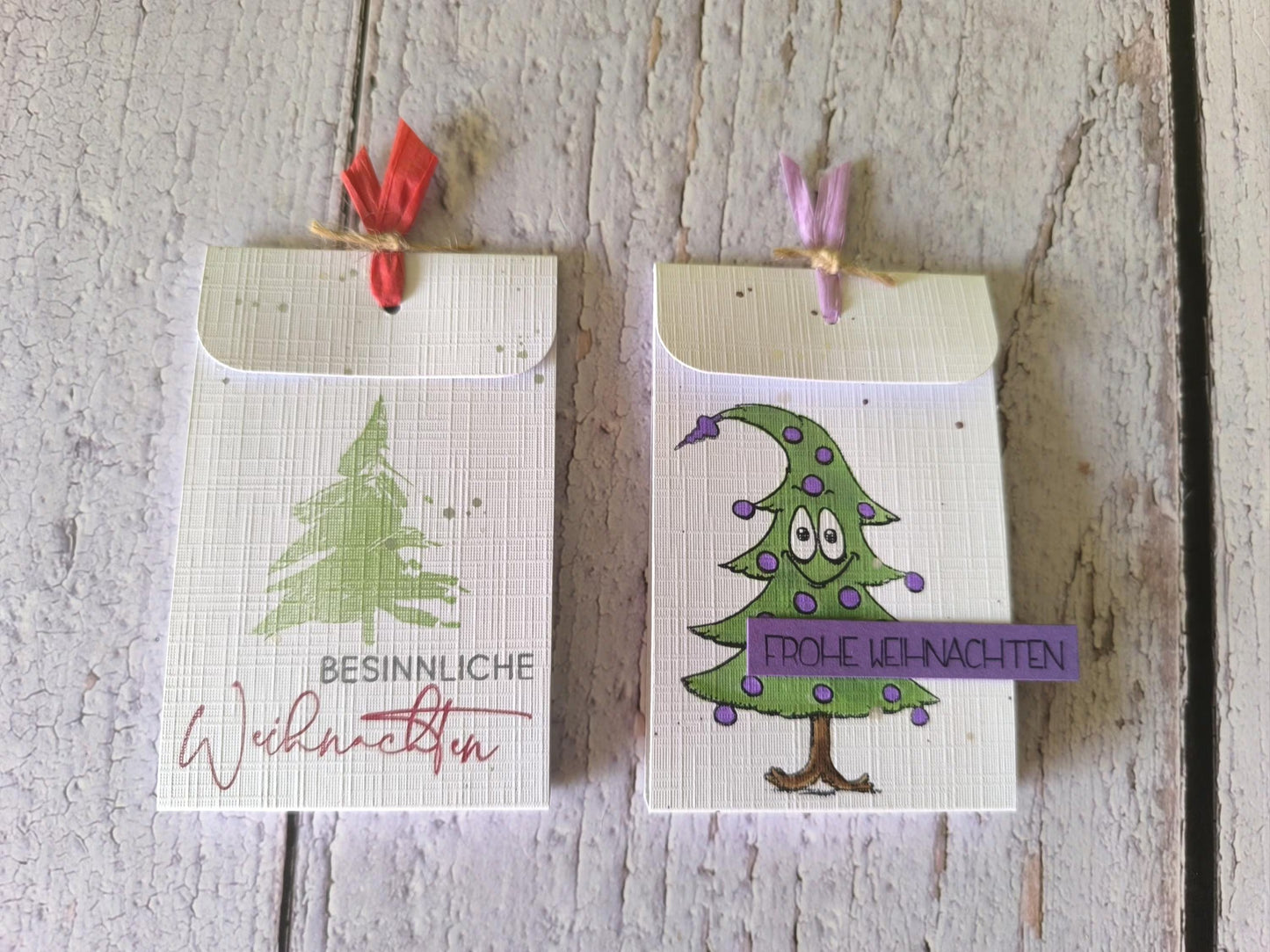 Weihnachtlicher Teebeutel – Handgestempeltes Geschenk mit 8 Motiven zur Auswahl