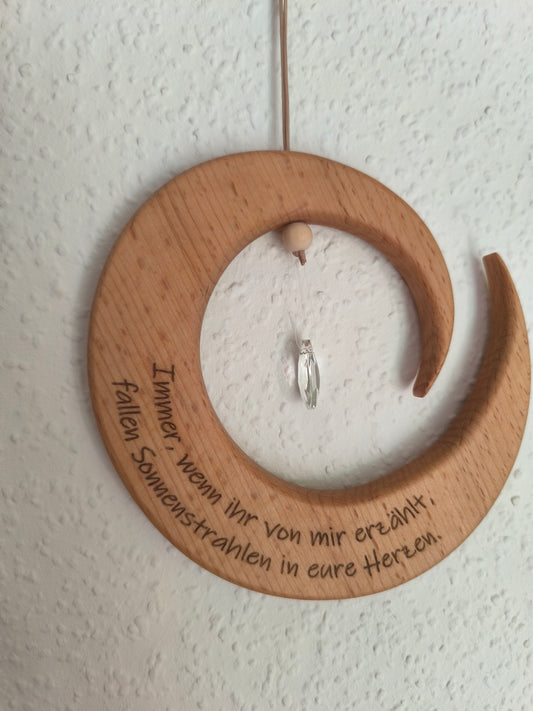 Sonnenfänger Trauer Spirale – Handgefertigtes Erinnerungsstück aus Holz