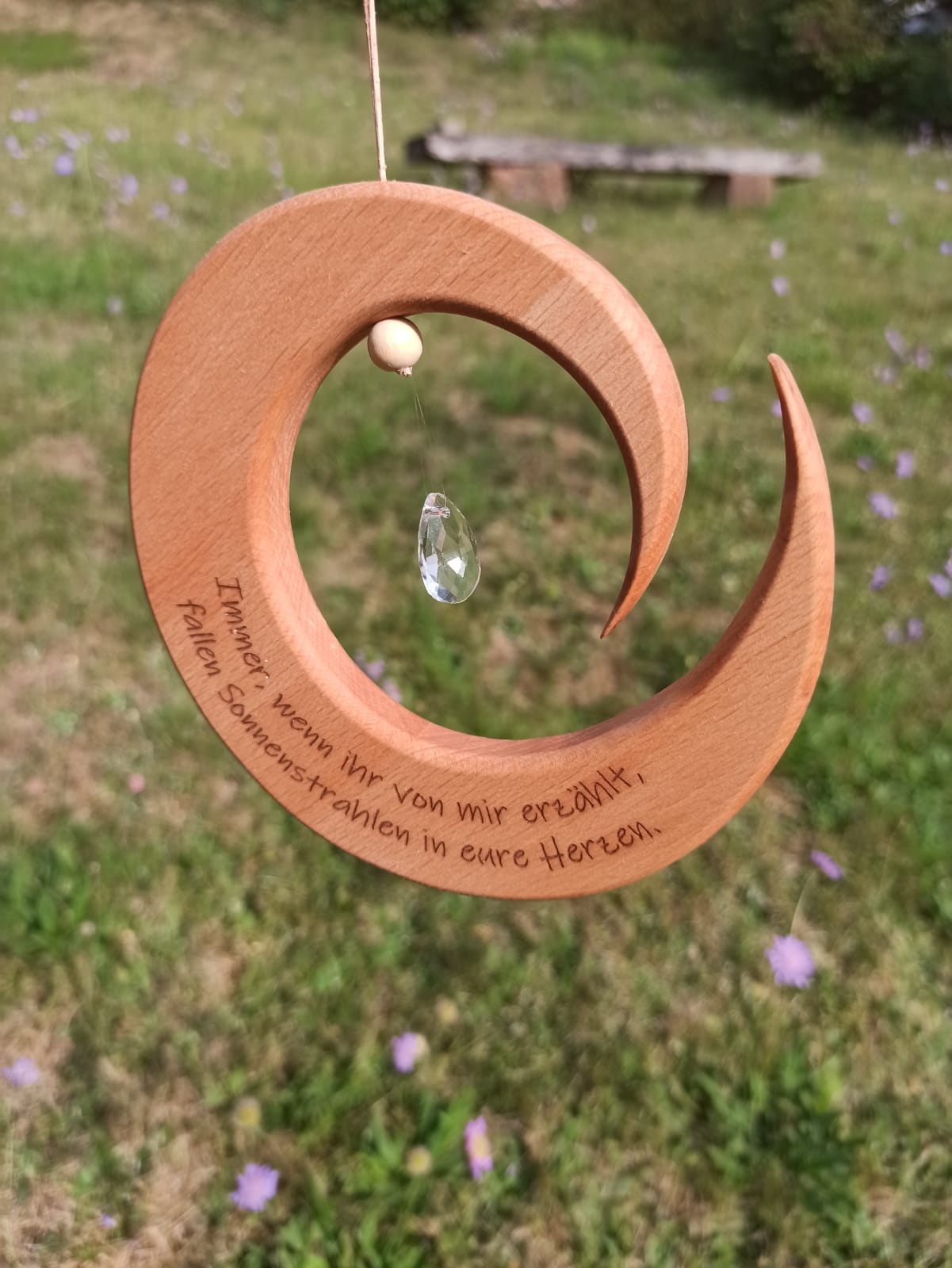 Sonnenfänger Trauer Spirale – Handgefertigtes Erinnerungsstück aus Holz