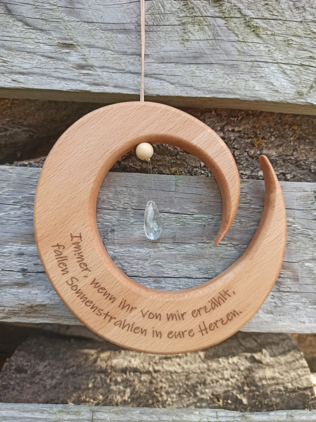 Sonnenfänger Trauer Spirale – Handgefertigtes Erinnerungsstück aus Holz