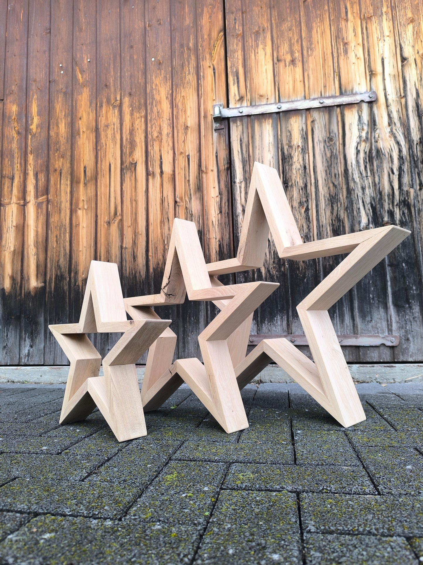 Rahmenstern aus Eichenholz – Handgefertigter Holzstern als Weihnachts- & Winterdeko