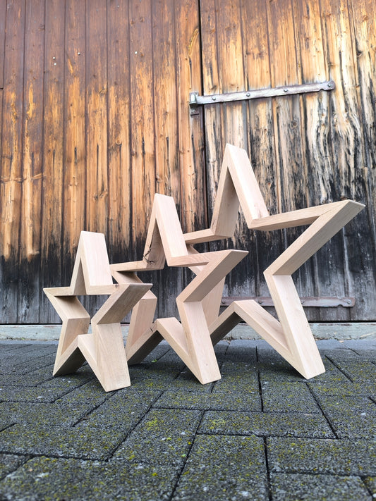 Rahmenstern aus Eichenholz – Handgefertigter Holzstern als Weihnachts- & Winterdeko