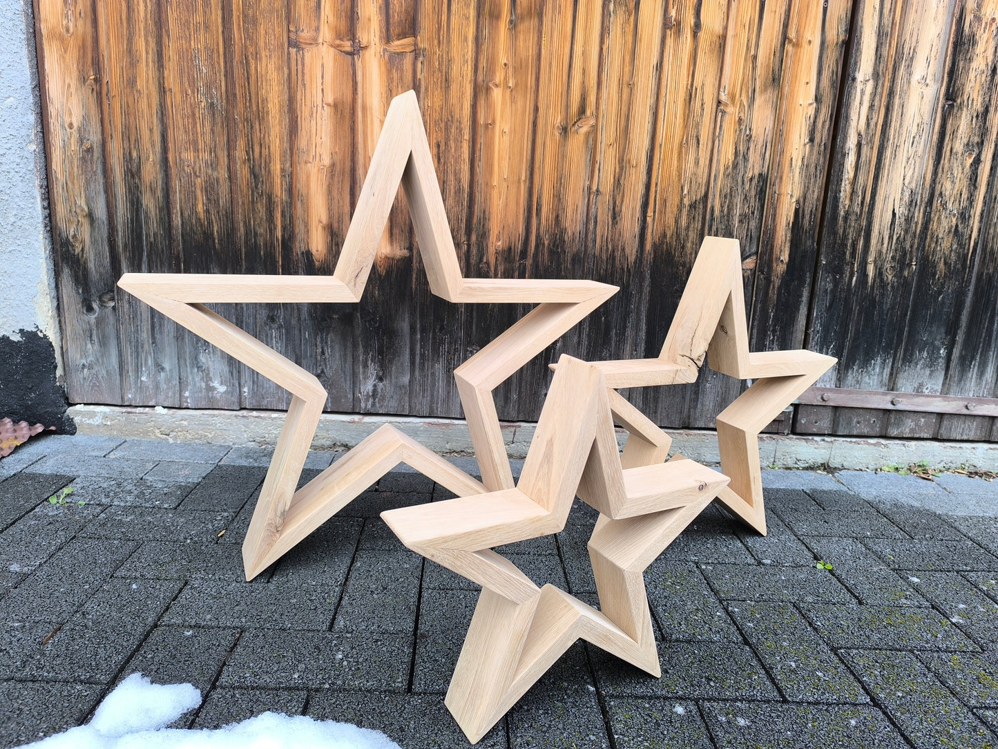 Rahmenstern aus Eichenholz – Handgefertigter Holzstern als Weihnachts- & Winterdeko