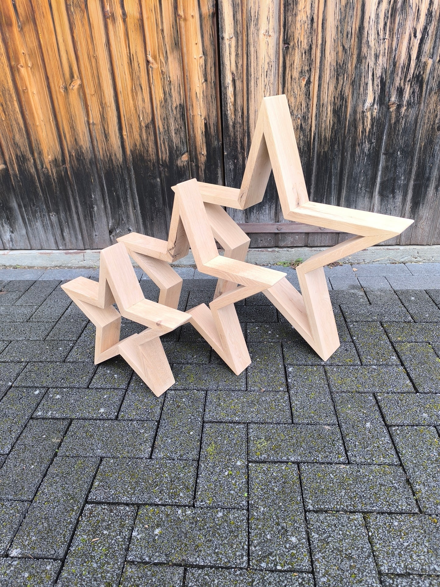 Rahmenstern aus Eichenholz – Handgefertigter Holzstern als Weihnachts- & Winterdeko