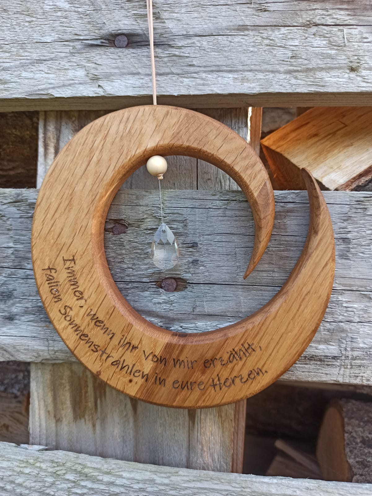 Sonnenfänger Trauer Spirale – Handgefertigtes Erinnerungsstück aus Holz