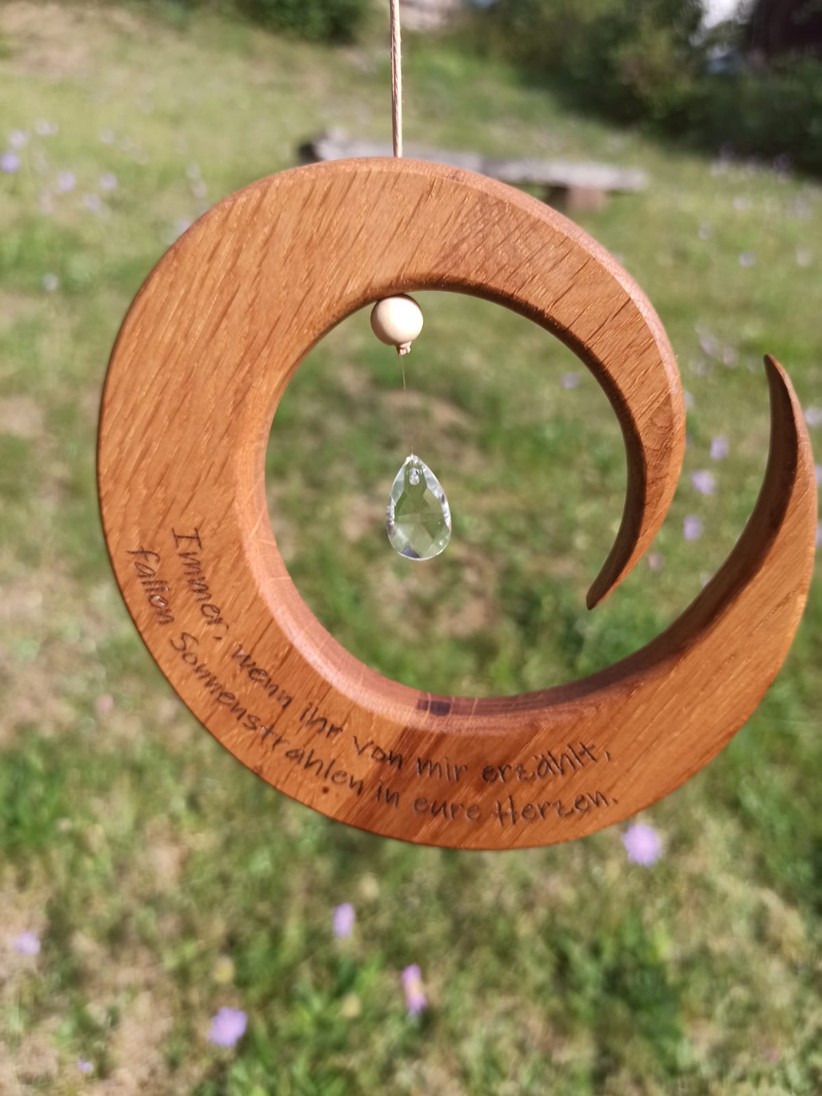 Sonnenfänger Trauer Spirale – Handgefertigtes Erinnerungsstück aus Holz