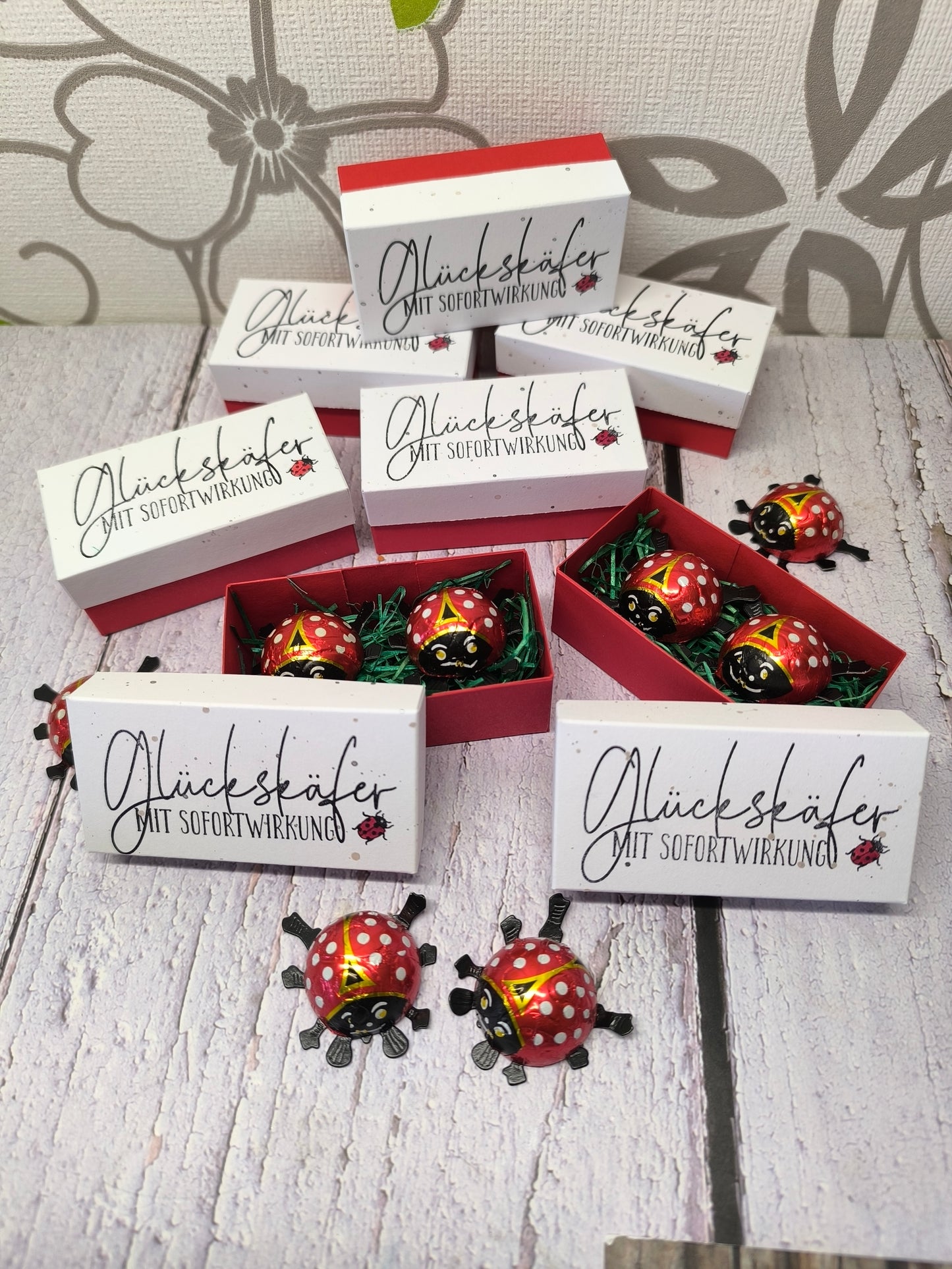 Glückskäfer-Schachtel mit Schokokäfer – Handgemacht