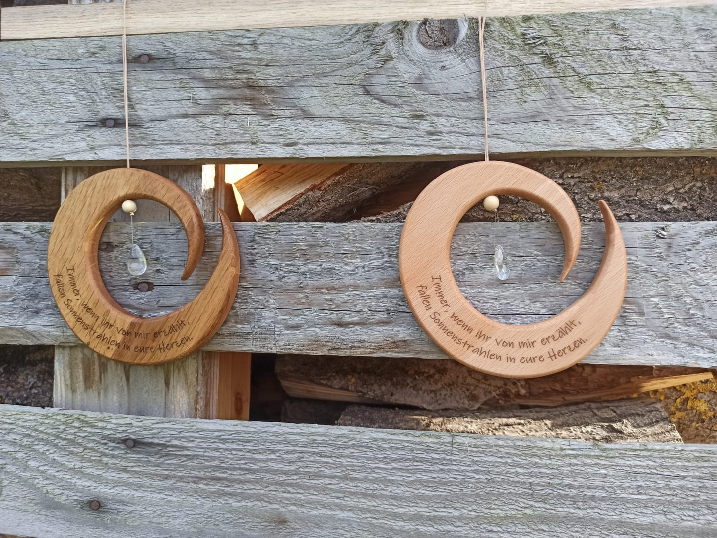Sonnenfänger Trauer Spirale – Handgefertigtes Erinnerungsstück aus Holz