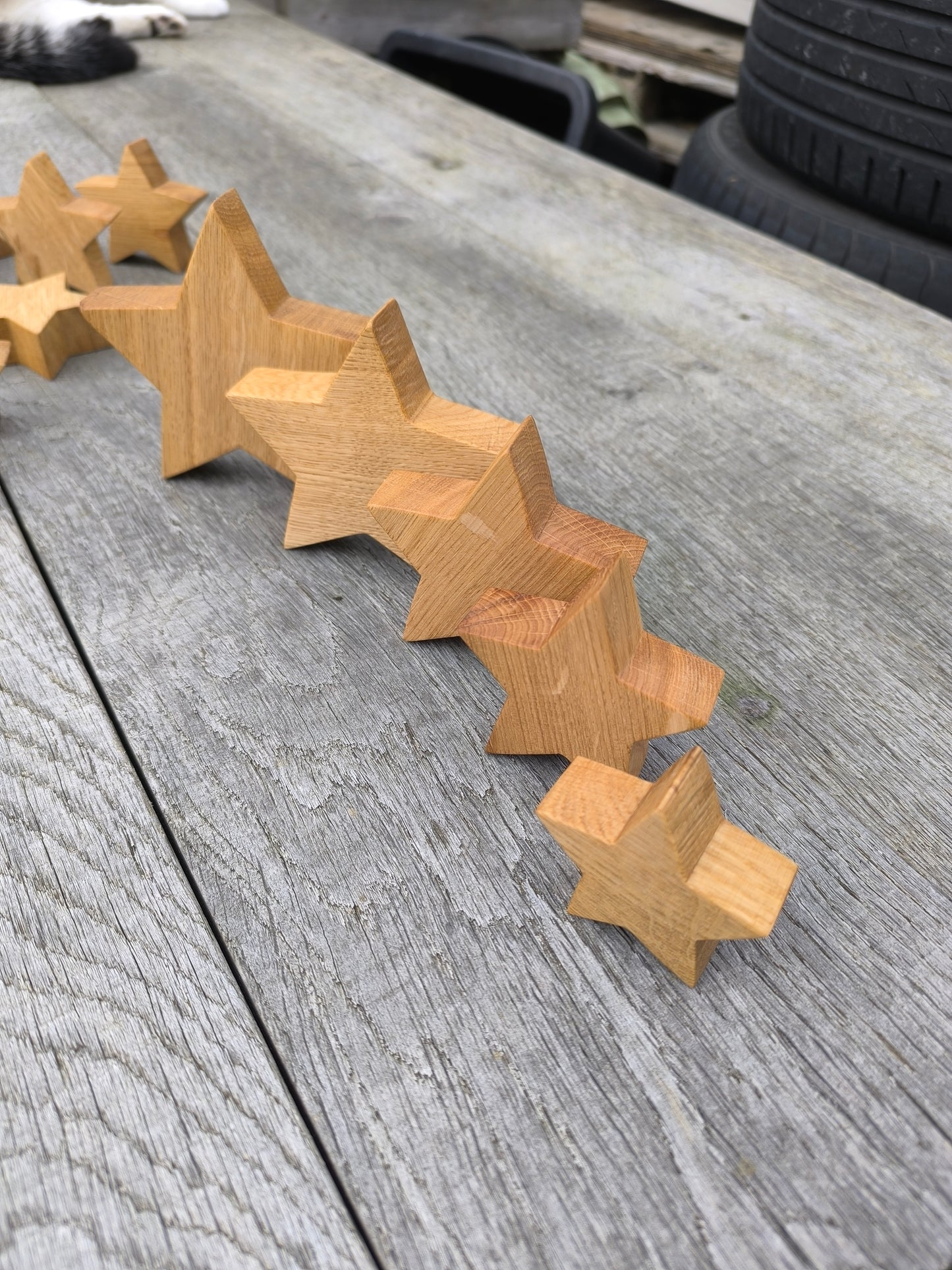 Eichenholz Stern handgefertigt – Holzstern Dekostern in 3 Größen